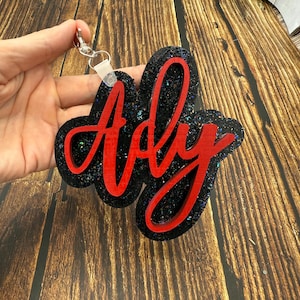 Cheer Bag Tag - Wooden Name Keychain - Cheer Gift