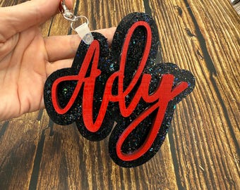 Cheer Bag Tag - Wooden Name Keychain - Cheer Gift