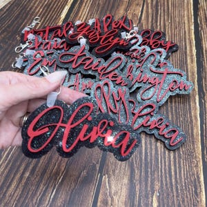 Custom Wooden Name Bag Tag Keychains - Bulk Team Order -  20