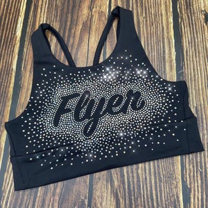Rhinestone Flyer Cheer Crop Top Sports Bra