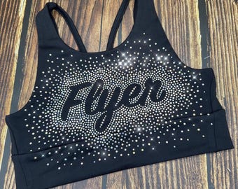 Rhinestone Flyer Cheer Crop Top Sports Bra