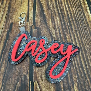 Custom Name Bag Tag - Wooden Name Keychain - Cheer Gift - Dance Gift - Volleyball Gift