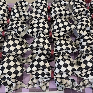 Checkered Cheer Bow – Black and White Competition or Practice Bow