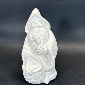 Petit père Noël antique mignon avec poupée clown en céramique en céramique prête à peindre