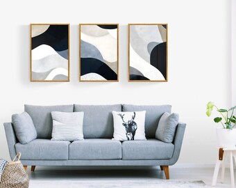 Set of 3 Prints, Abstract Wall Art Set of 3, Colorful Wall Art, Printable Wall Art, Abstract Print Set, Soft Neutral Tones, Living Room Art