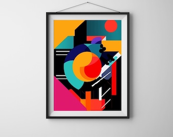 Bright Abstract Art Prints, Modern Art, Abstract Art, colourful printable art for home, office, gallery or gift. multi colour art