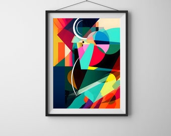 Bright Abstract Art Prints, Modern Art, Abstract Art, colourful printable art for home, office, gallery or gift. multi colour art