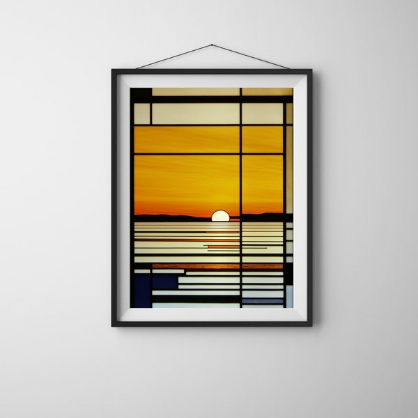 Abstract Sunset Printable Wall Art, Printable Download for Framing, Poster or Canvas, Colourful Sunset Abstract Print, Home or Office Art