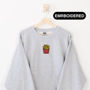 フライドポテト刺繍ユニセックススウェットシャツ