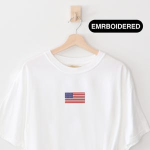 Embroidered American Flag Tee