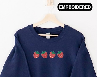 Sudadera unisex bordada de fresa