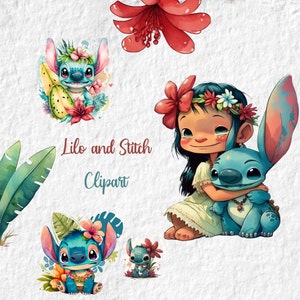 Lilo und Stitch Png Clipart, süßes Alien Aloha Lilo und Stitch Clipart, Geburtstagsparty-Babyparty Png, für T-Shirt Scrapbooking Tassen Karten