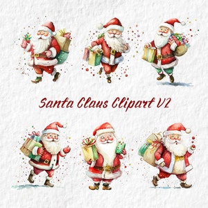 Natal Papai Noel Clipart, Santa Png Clipart, Natal Clipart, Aquarela Natal Png, DIY Natal Clipart PNG, Paper Craft PNG