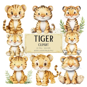Tiger Clipart, Png Tiger, Baby Tiger Safari Tier Clipart, Wildtier Sublimation Kindergarten Png, Babyparty Geburtstag Clipart