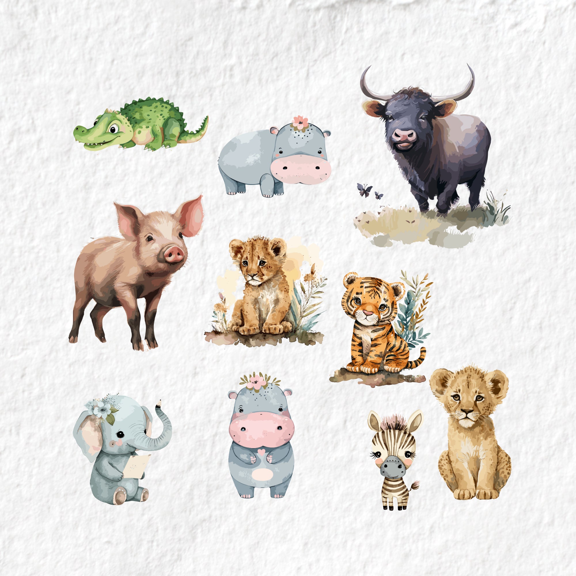Safari Baby Jungle Animals Clipart Safari Baby Jungle - Etsy
