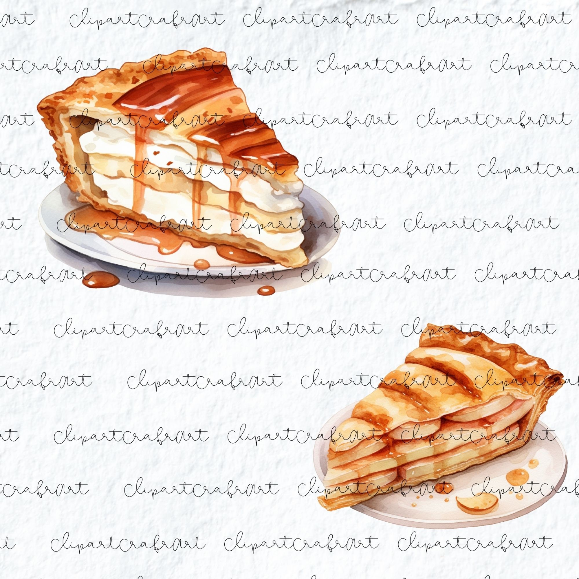 Apple Pie Cake Watercolor Clipart, Dessert Graphics (PNG) - Etsy, image size:2000x2000