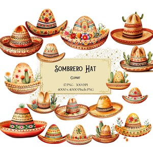 Sombrero Hat Clipart, Cinco De Mayo Mexican Sombrero Hat Clipart, Mexican Fiesta Sombrero Hat Png, For T shirt Mugs Cards, Instant