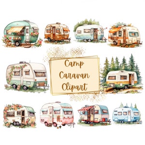 Camping Caravan Clipart, Adventure Camping Life Clipart, Caravan Car Clipart Graphics PNG, Birthday Baby Shower Nursery Decor Graphic Png