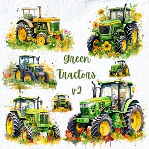 Green Tractor Clipart, Green Tractor Farming Vehicles Clipart, Harvest Farm Tractor Png ,Farm Life PNG , Farmyard Nursery Decor Clipart PNG