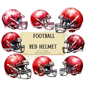 American Football Roter Helm Clipart, American Football Clipart, Sport Clipart PNG, Kartengestaltung Scrapbooking, Sofortiger Download