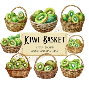 Kiwi cadeaumand png-clipart, kiwi aquarel clipart, kiwi verjaardag baby shower party graphics, fruit png, voor kaarten tags