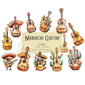 Mariachi Gitaar Clipart, Cinco De Mayo Mexicaanse Gitaar Clipart, Mexicaanse Gitaar Png, Voor T shirt Mokken Kaarten, Instant Download