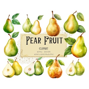 Clipart di frutta di pera PNG, Clipart di frutta a fetta di pera, Grafica per festa di compleanno di frutta di pera, Decorazione per la cameretta dei bambini PNG, Per biglietti e tazze Tag