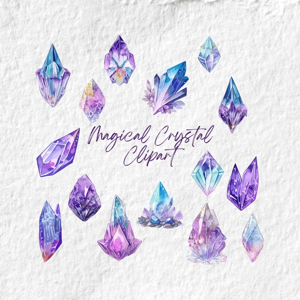 Fairy Crystals Gemstones Watercolor Clipart,Fairy Magic Crystals Pastel Watercolor Clipart, Crystal Clipart, Nursery Graphics Wall Art PNG