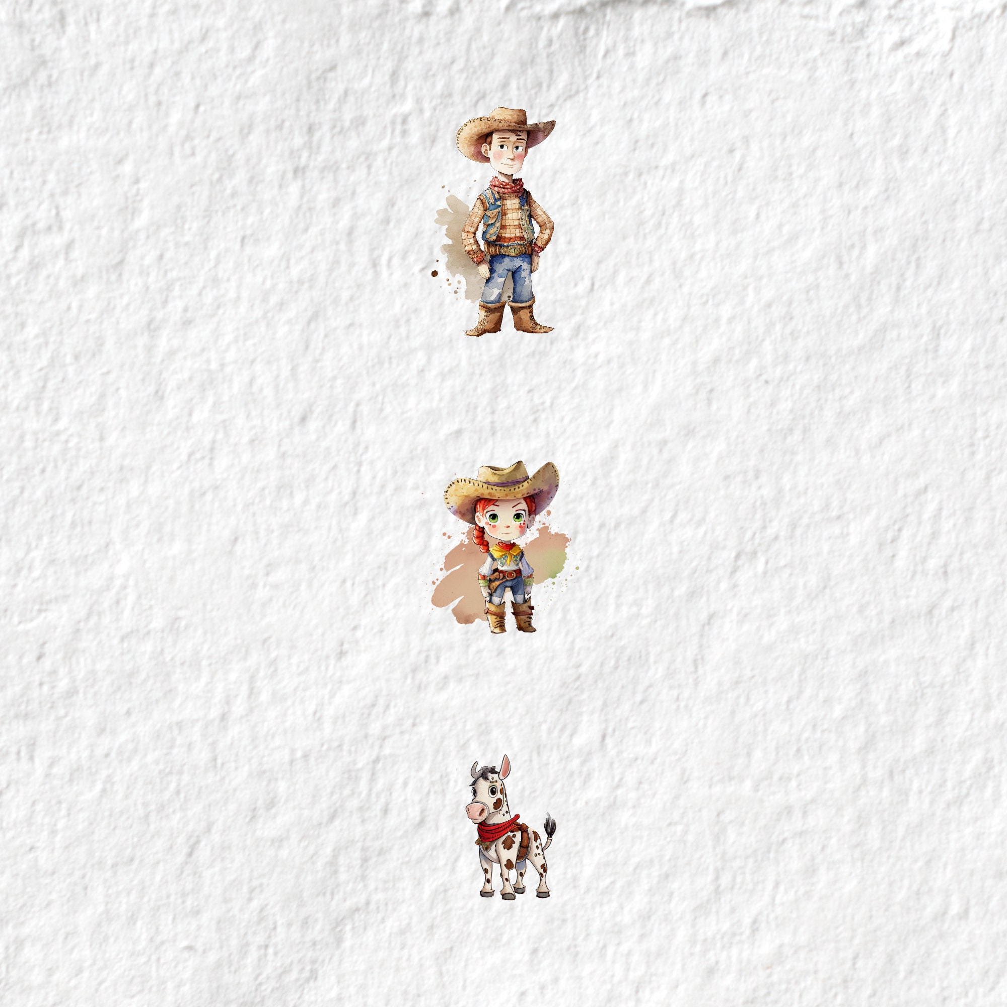 Toy Story Hand Drawn Watercolor Clipart Cute Cartoon Etsy