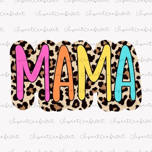 Mama PNG, Mama Leopard Bright Doodle Png Clipart, Custom Mama Png, Para Etiquetas de Presente Canecas Camisetas Clipart PNG