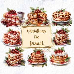 Christmas Pie Desserts Clipart, Cute Christmas Desserts Clipart PNG, Xmas Food Desserts Graphics, Holiday Clipart, Christmas Clipart PNG
