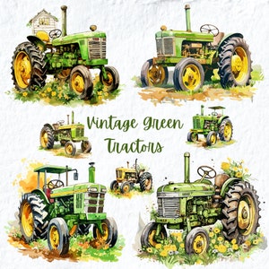 Vintage Green Tractor Clipart, Old Tractor Farming Vehicles Clipart, Harvest Farm Tractor Png ,Farm Life, Farmyard Nursery Decor Clipart PNG