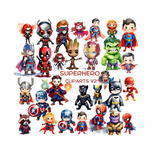 Superhero Clipart, Cute Superheroes Avengers Clipart, Hulk clipart, Marvel Avengers , Guardians of the Galaxy, DC Clipart, Spiderman Clipart