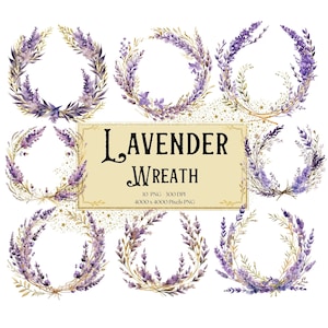 Lavender Wreath Flower Clipart, Lavender Provence Floral Clipart, Lavender Valentines Wedding PNG, Lavender Bridal Shower Bride PNG Clipart