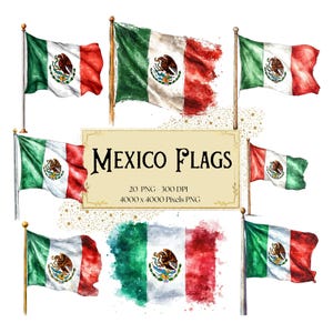 Mexico Flag Clipart, Mexican Flag Clipart, Mexico Flag Country Watercolor Clipart, Baby Shower Birthday PNG, For T shirt Cards Mugs Tumbler