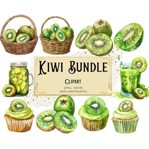 Kiwi Frucht Png Clipart, Kiwi Frucht Bündel Clipart, Kiwi Frucht Cupcake Korb Saft Bündel, Geburtstag Baby Shower Party Grafiken, Obst PNG