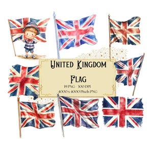 Bandeira britânica clipart, bandeira do reino unido clipart, bandeira do reino unido clipart aquarela país, chá de bebê aniversário PNG, para camisetas cartões