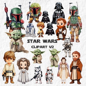 Star Wars Cliparts, süßes Star Wars Darth Vader Png, Obi-Wan Kenobi Png, Luke Skywalker Png, Yoda Png, Boba Fett Png, Padmé Amidala Png Dekor