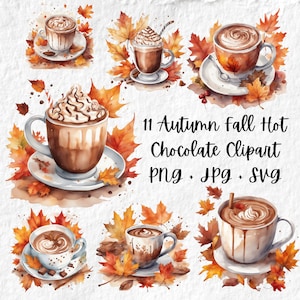 Imágenes Prediseñadas de chocolate caliente de otoño, Hojas de otoño de otoño Svg de chocolate caliente, Otoño de chocolate caliente JPG Png, Clip Art PNG de chocolate caliente de otoño