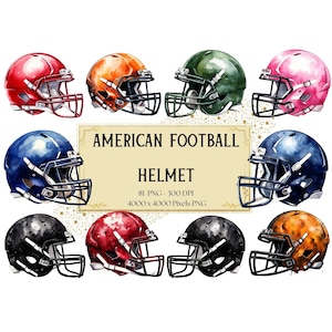 Imágenes prediseñadas de casco de fútbol americano, paquete de imágenes prediseñadas de casco de fútbol PNG, imágenes prediseñadas de deportes PNG, creación de tarjetas y álbumes de recortes, descarga instantánea