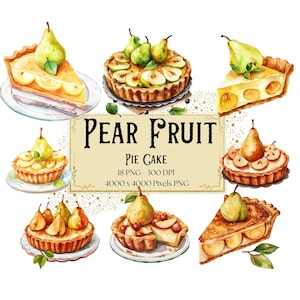 Clipart torta di frutta di pere, Clipart torta di pere, Grafica festa di compleanno di frutta di pere, Decorazione per bambini PNG, Per biglietti e tazze Tag