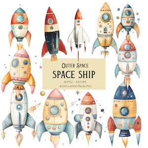 Space Ship Clipart, Space Rocket Ship Png, Outer Space Clipart, Outer Space png, Outer Space Sublimation PNG, Nursery Png