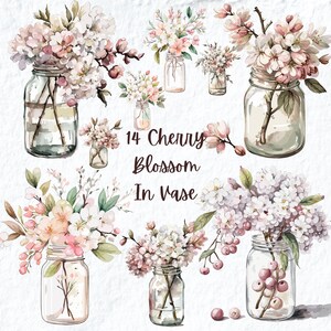 Kirschblüte Vase Blumen Clipart, Landschaft Kirschblüten Vase Clipart PNG, Rosa Blush Pastell Blume Clipart, Sakura Blume Clipart PNG