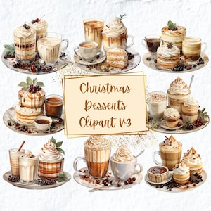 Christmas Desserts clipart, Cute Christmas Cake Desserts Clipart, Xmas Food Desserts Graphics, Holiday Clipart, Christmas Clipart PNG