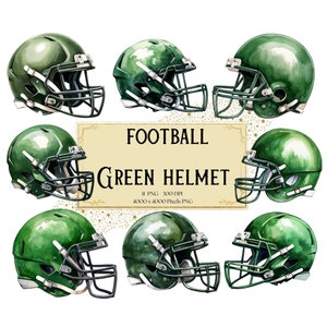 American Football Green Helmet Clipart, American Football Clipart, Sport Clipart PNG, Kartengestaltung Scrapbooking, Sofortiger Download