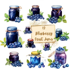 Imágenes prediseñadas de tarro de mermelada de arándanos, imágenes prediseñadas de fruta de mermelada de arándanos, gráfico de etiqueta de fiesta de baby shower de cumpleaños de mermelada de arándanos, decoración de guardería PNG