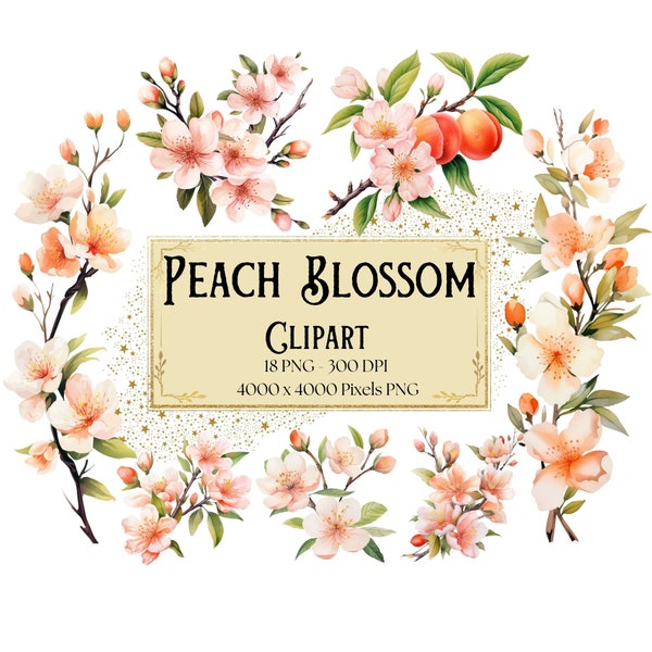 Peach Blossom Flower Png Clipart, Spring Peach Flower Clipart, Peach Flower Valentines Wedding PNG, Peach Floral Bridal Bride PNG