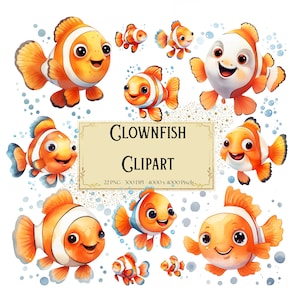 Clipart de pez payaso, pez payaso acuarela clipart, vida marina náutica del océano png, cumpleaños bebé ducha vivero decoración png, comercial