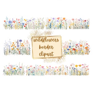 Wildblumen Bordüre Clipart, Wildblumen Bordüre Fram Girlande Clipart, Geburtstag-Babyparty Png, Für T-Shirts Tassen Karten Tags, kommerziell