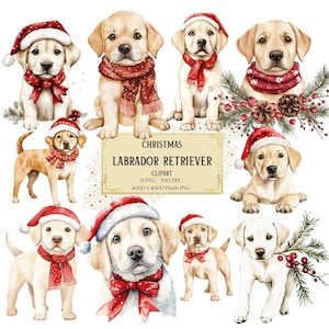 Christmas Labrador Retriever Clipart, Labrador Retriever Png, Christmas Dog Clipart, Baby Shower Birthday Nursery Party Clipart PNG